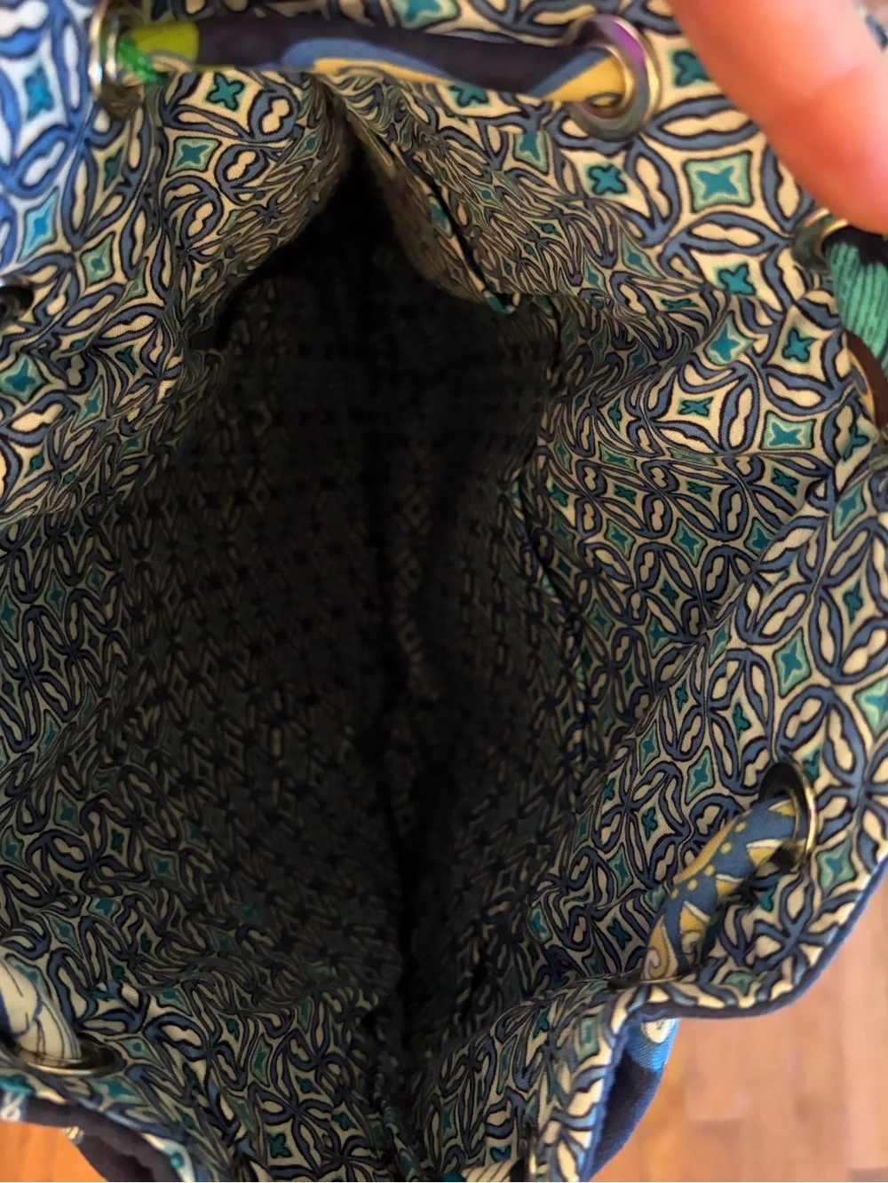 Vera Bradley Quilted Floral Drawstring Shoulder Bag - Navy Blue